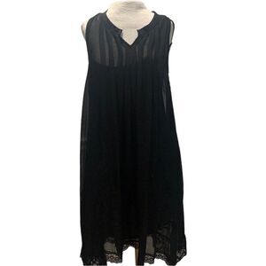 Staring at Stars Black Lace Pleated tunic dress sheer underlay adjustable straps